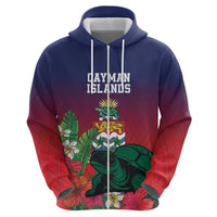 Custom Cayman Islands Zip Hoodie Green Turtle Sporty Style - Wonder Print Shop