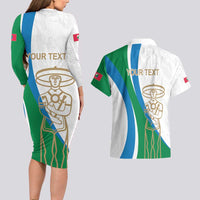 Personalized Italian Region Abruzzo Couples Matching Long Sleeve Bodycon Dress and Hawaiian Shirt Italy Sporty Style - Wonder Print Shop