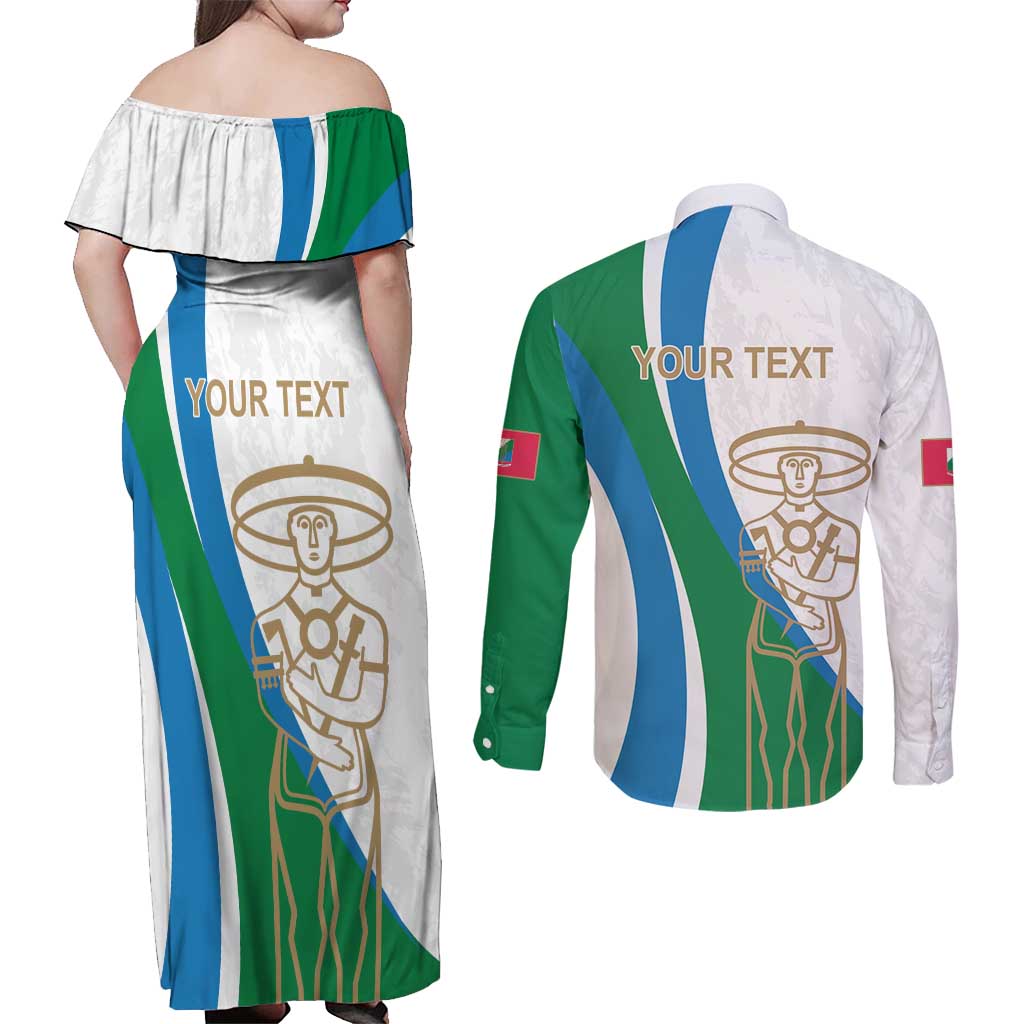 Personalized Italian Region Abruzzo Couples Matching Off Shoulder Maxi Dress and Long Sleeve Button Shirt Italy Sporty Style - Wonder Print Shop