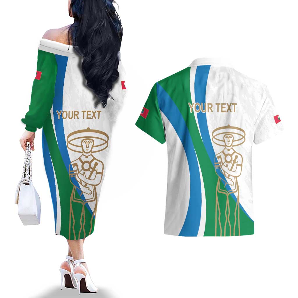 Personalized Italian Region Abruzzo Couples Matching Off The Shoulder Long Sleeve Dress and Hawaiian Shirt Italy Sporty Style - Wonder Print Shop