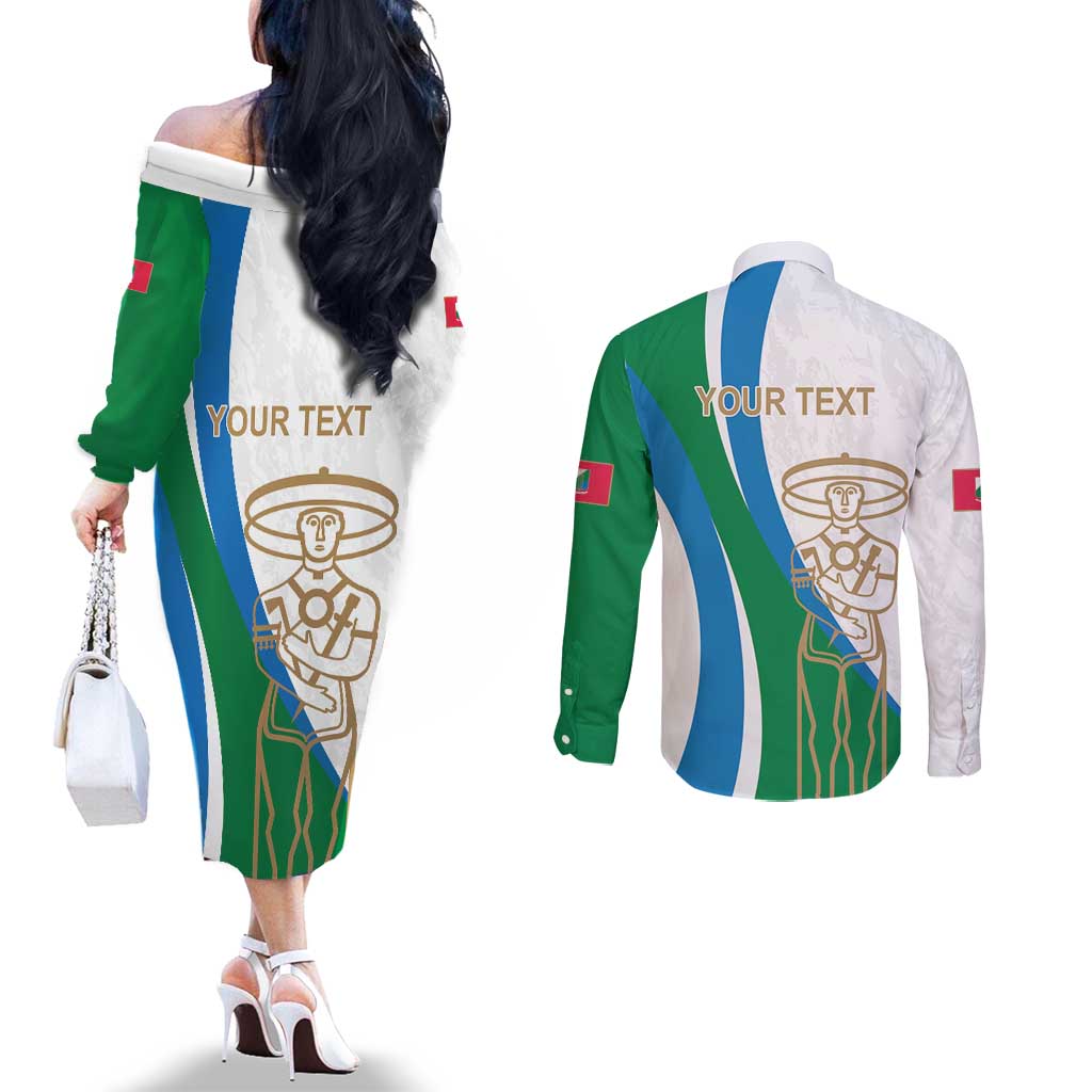 Personalized Italian Region Abruzzo Couples Matching Off The Shoulder Long Sleeve Dress and Long Sleeve Button Shirt Italy Sporty Style - Wonder Print Shop
