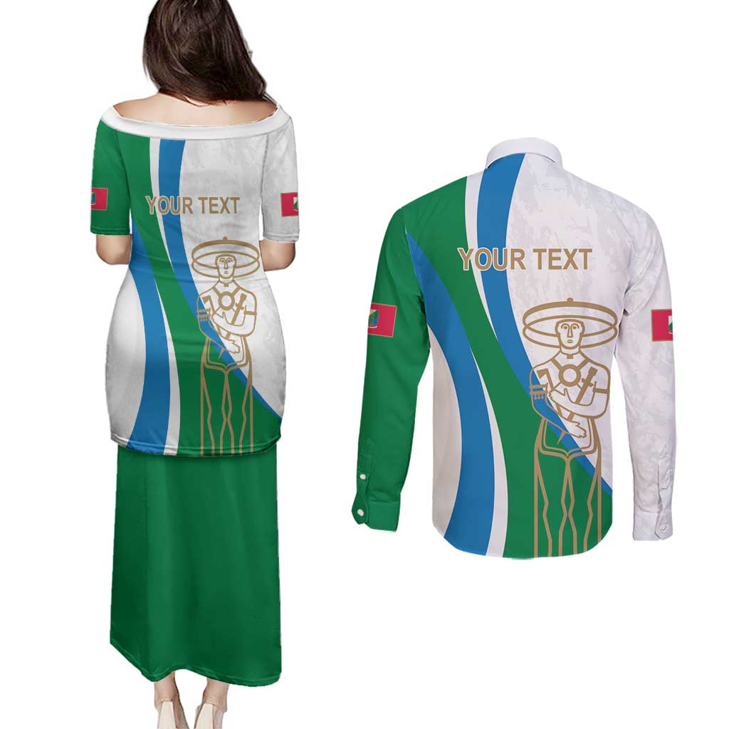 Personalized Italian Region Abruzzo Couples Matching Puletasi and Long Sleeve Button Shirt Italy Sporty Style - Wonder Print Shop