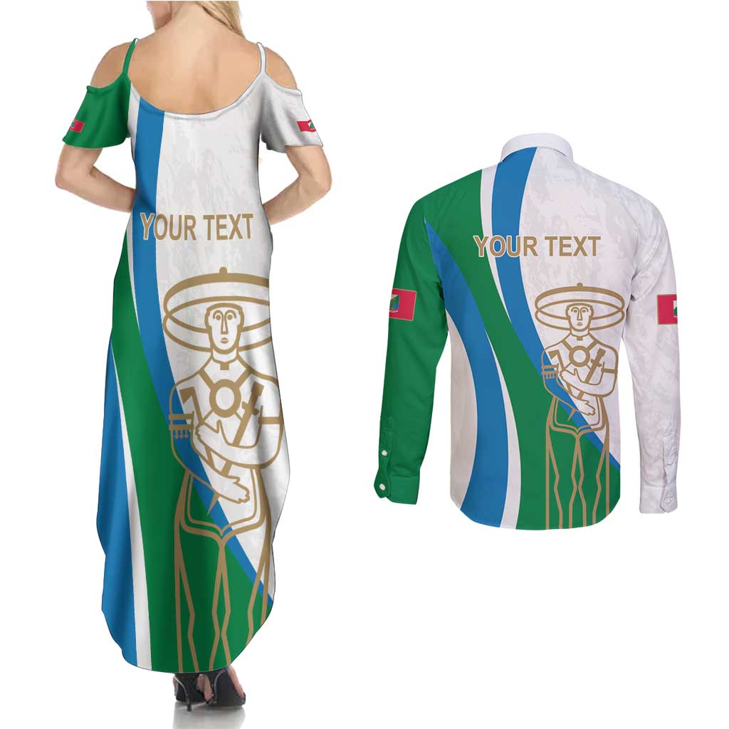 Personalized Italian Region Abruzzo Couples Matching Summer Maxi Dress and Long Sleeve Button Shirt Italy Sporty Style - Wonder Print Shop