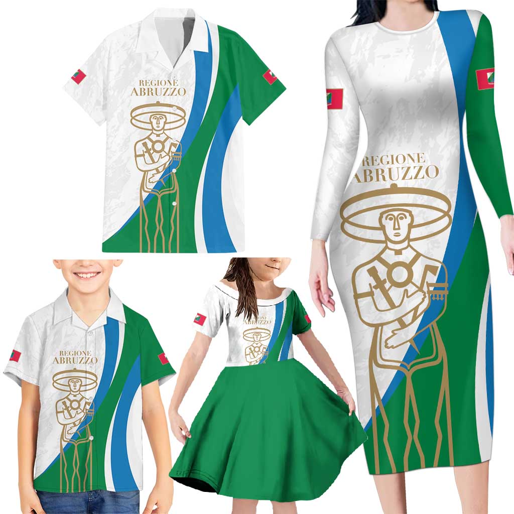 Personalized Italian Region Abruzzo Family Matching Long Sleeve Bodycon Dress and Hawaiian Shirt Italy Sporty Style - Wonder Print Shop
