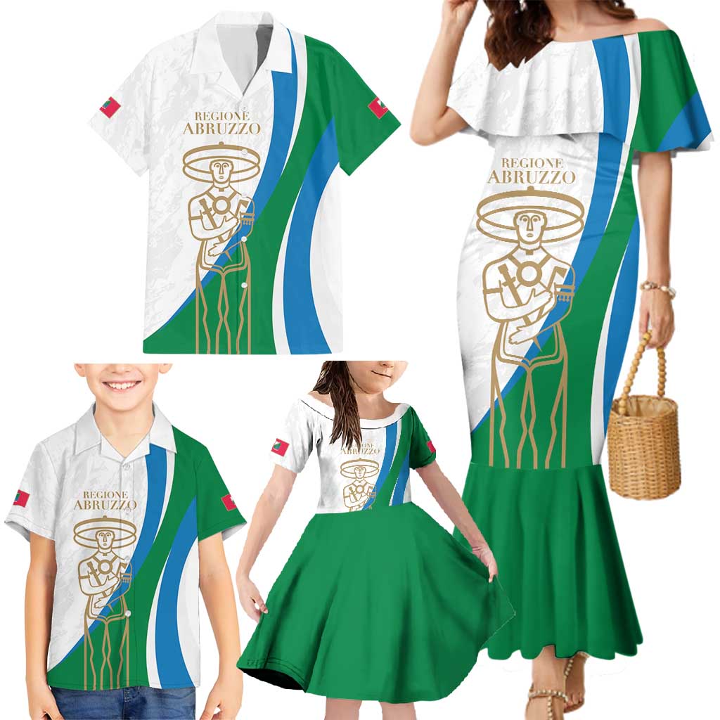 Personalized Italian Region Abruzzo Family Matching Mermaid Dress and Hawaiian Shirt Italy Sporty Style - Wonder Print Shop
