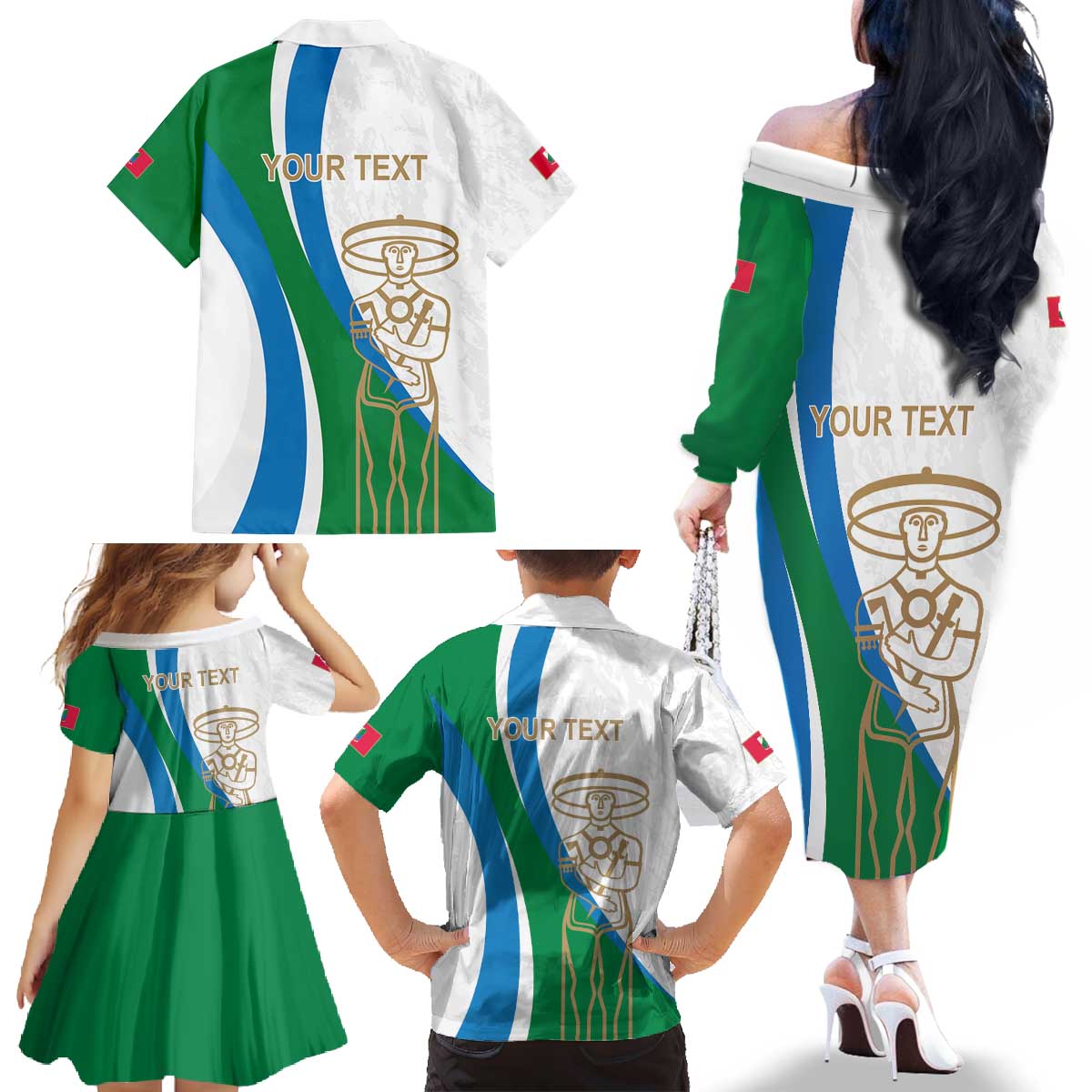 Personalized Italian Region Abruzzo Family Matching Off The Shoulder Long Sleeve Dress and Hawaiian Shirt Italy Sporty Style - Wonder Print Shop