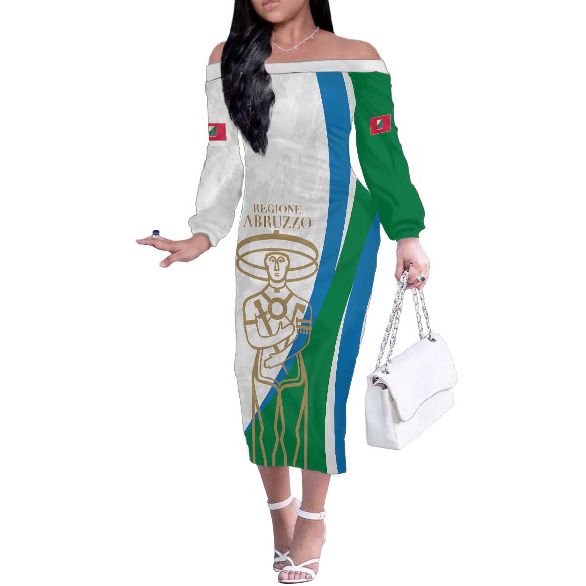 Personalized Italian Region Abruzzo Family Matching Off The Shoulder Long Sleeve Dress and Hawaiian Shirt Italy Sporty Style - Wonder Print Shop