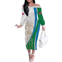 Personalized Italian Region Abruzzo Family Matching Off The Shoulder Long Sleeve Dress and Hawaiian Shirt Italy Sporty Style - Wonder Print Shop