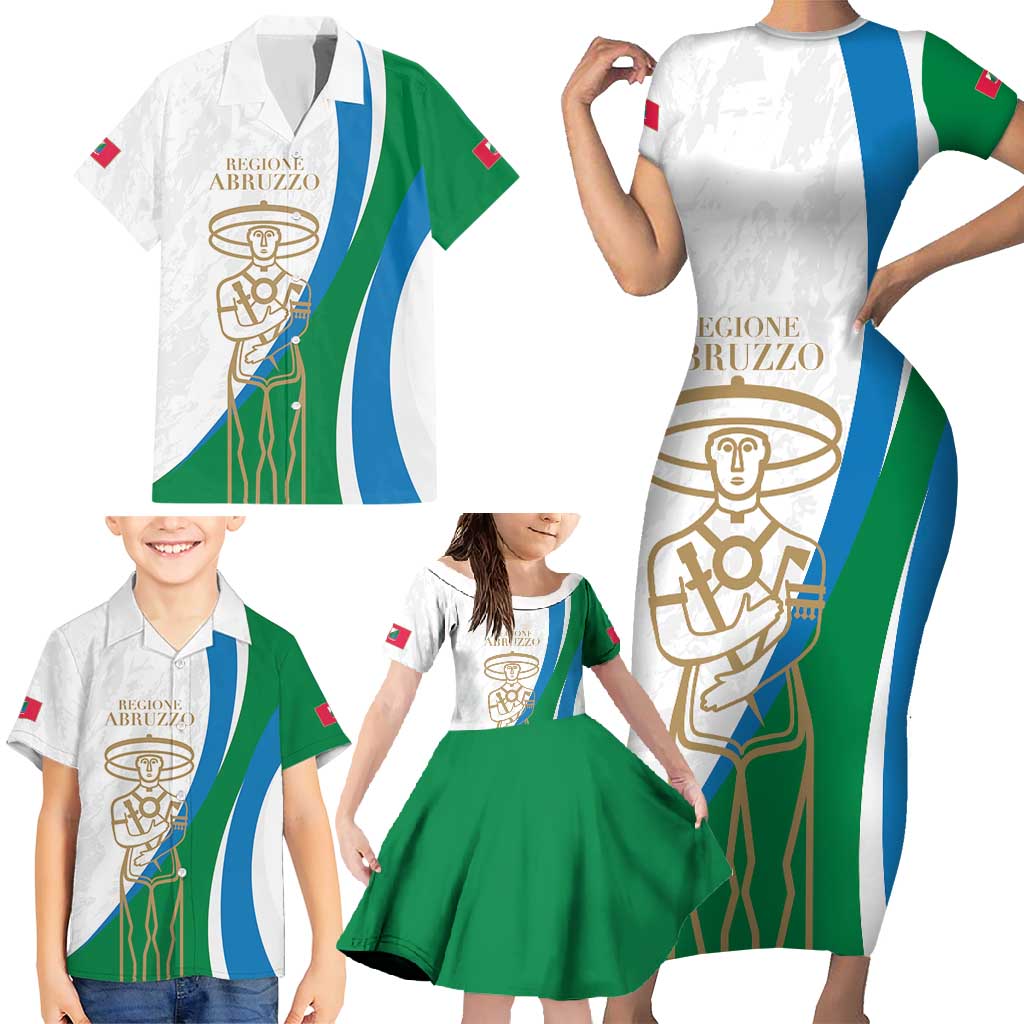 Personalized Italian Region Abruzzo Family Matching Short Sleeve Bodycon Dress and Hawaiian Shirt Italy Sporty Style - Wonder Print Shop
