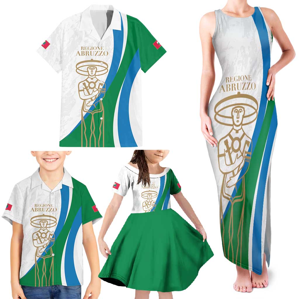 Personalized Italian Region Abruzzo Family Matching Tank Maxi Dress and Hawaiian Shirt Italy Sporty Style - Wonder Print Shop