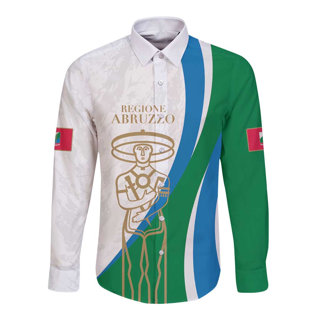 Personalized Italian Region Abruzzo Long Sleeve Button Shirt Italy Sporty Style - Wonder Print Shop