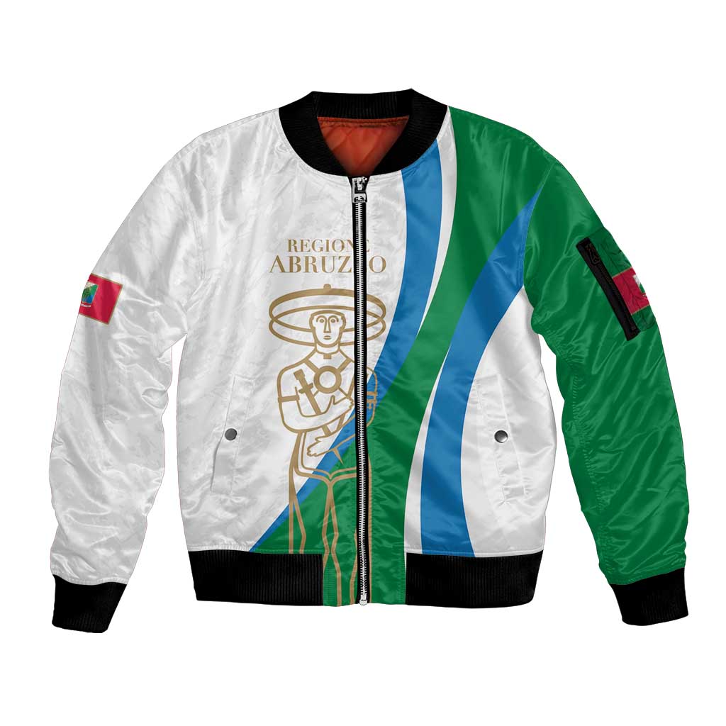 Personalized Italian Region Abruzzo Sleeve Zip Bomber Jacket Italy Sporty Style - Wonder Print Shop
