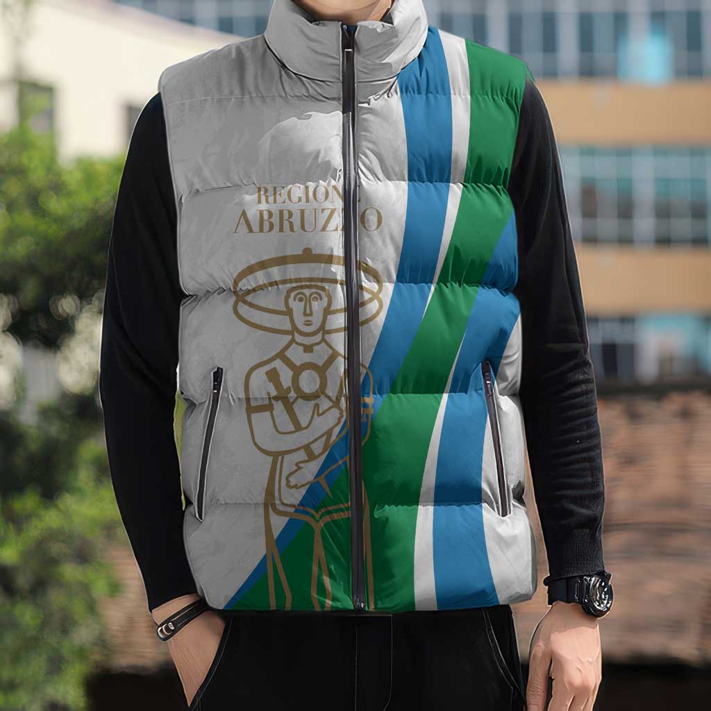 Personalized Italian Region Abruzzo Sleeveless Puffer Jacket Italy Sporty Style - Wonder Print Shop