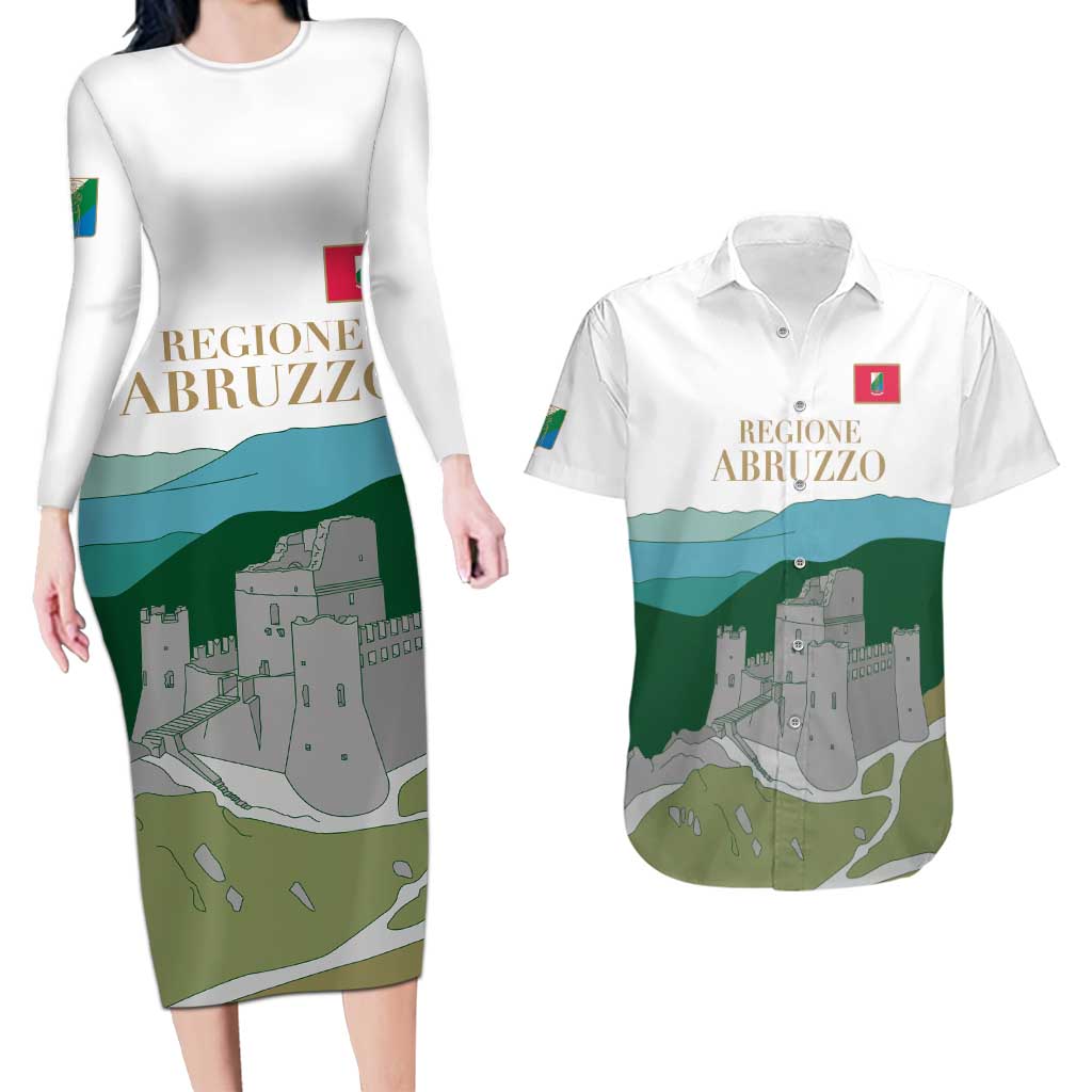 Custom Italy Abruzzo Couples Matching Long Sleeve Bodycon Dress and Hawaiian Shirt Gran Sasso d'Italia - Wonder Print Shop