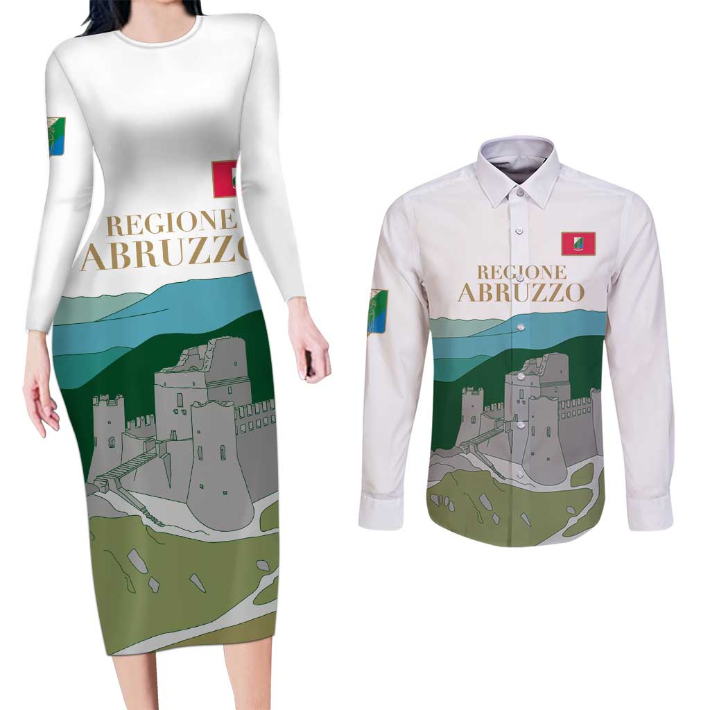 Custom Italy Abruzzo Couples Matching Long Sleeve Bodycon Dress and Long Sleeve Button Shirt Gran Sasso d'Italia - Wonder Print Shop