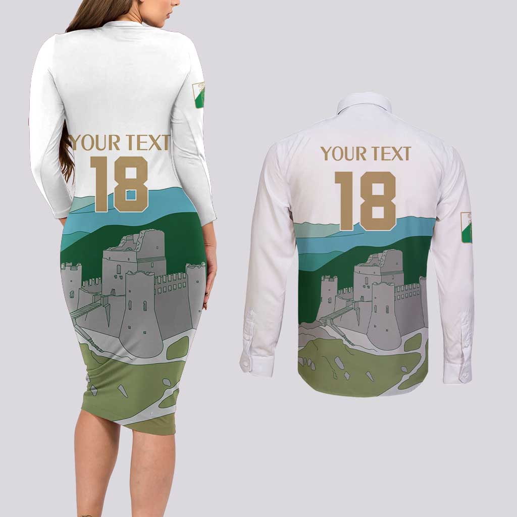 Custom Italy Abruzzo Couples Matching Long Sleeve Bodycon Dress and Long Sleeve Button Shirt Gran Sasso d'Italia - Wonder Print Shop