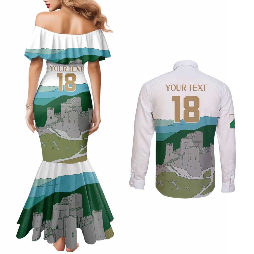Custom Italy Abruzzo Couples Matching Mermaid Dress and Long Sleeve Button Shirt Gran Sasso d'Italia - Wonder Print Shop
