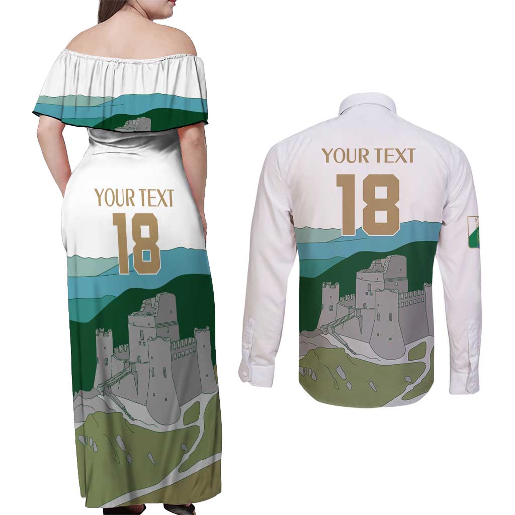 Custom Italy Abruzzo Couples Matching Off Shoulder Maxi Dress and Long Sleeve Button Shirt Gran Sasso d'Italia - Wonder Print Shop