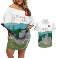 Custom Italy Abruzzo Couples Matching Off Shoulder Short Dress and Hawaiian Shirt Gran Sasso d'Italia - Wonder Print Shop