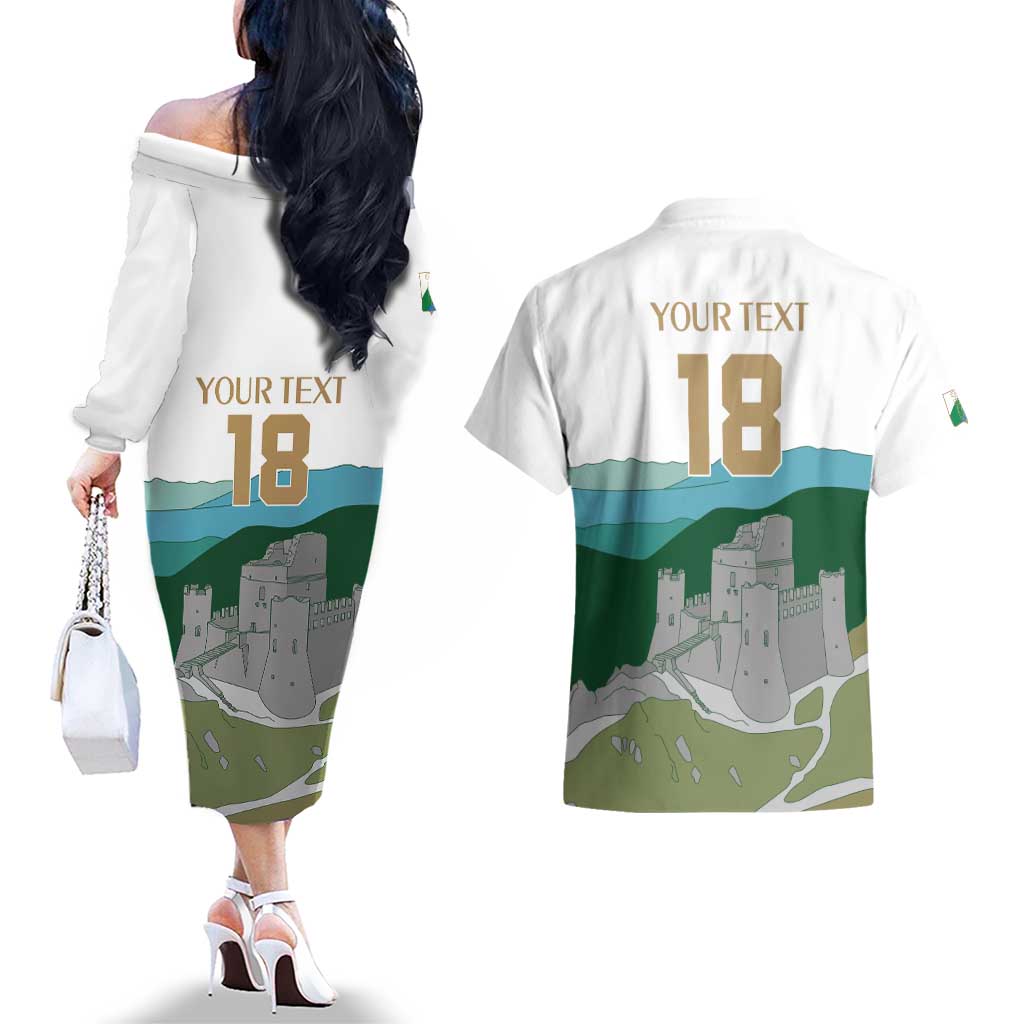Custom Italy Abruzzo Couples Matching Off The Shoulder Long Sleeve Dress and Hawaiian Shirt Gran Sasso d'Italia - Wonder Print Shop