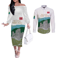 Custom Italy Abruzzo Couples Matching Off The Shoulder Long Sleeve Dress and Long Sleeve Button Shirt Gran Sasso d'Italia - Wonder Print Shop