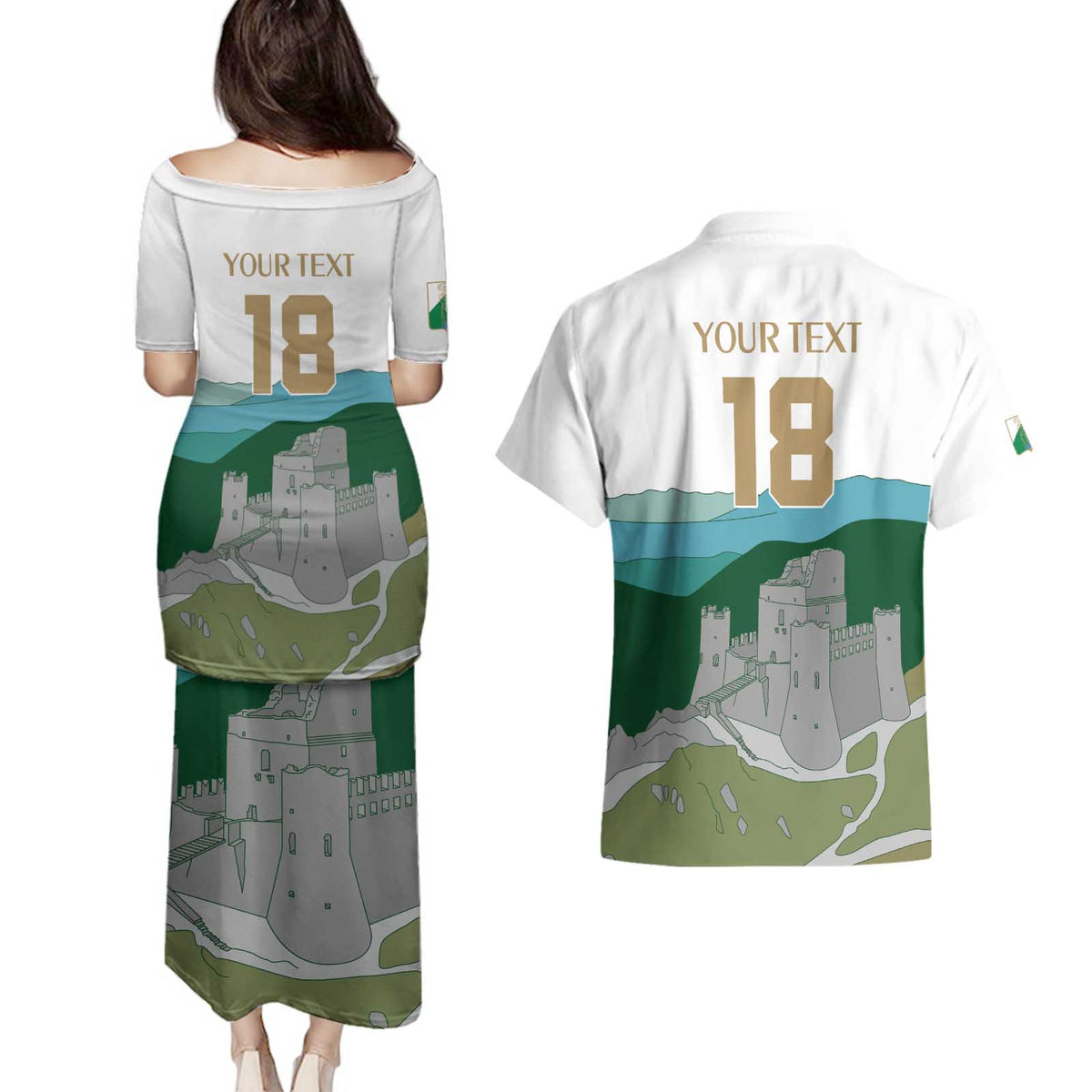Custom Italy Abruzzo Couples Matching Puletasi and Hawaiian Shirt Gran Sasso d'Italia - Wonder Print Shop
