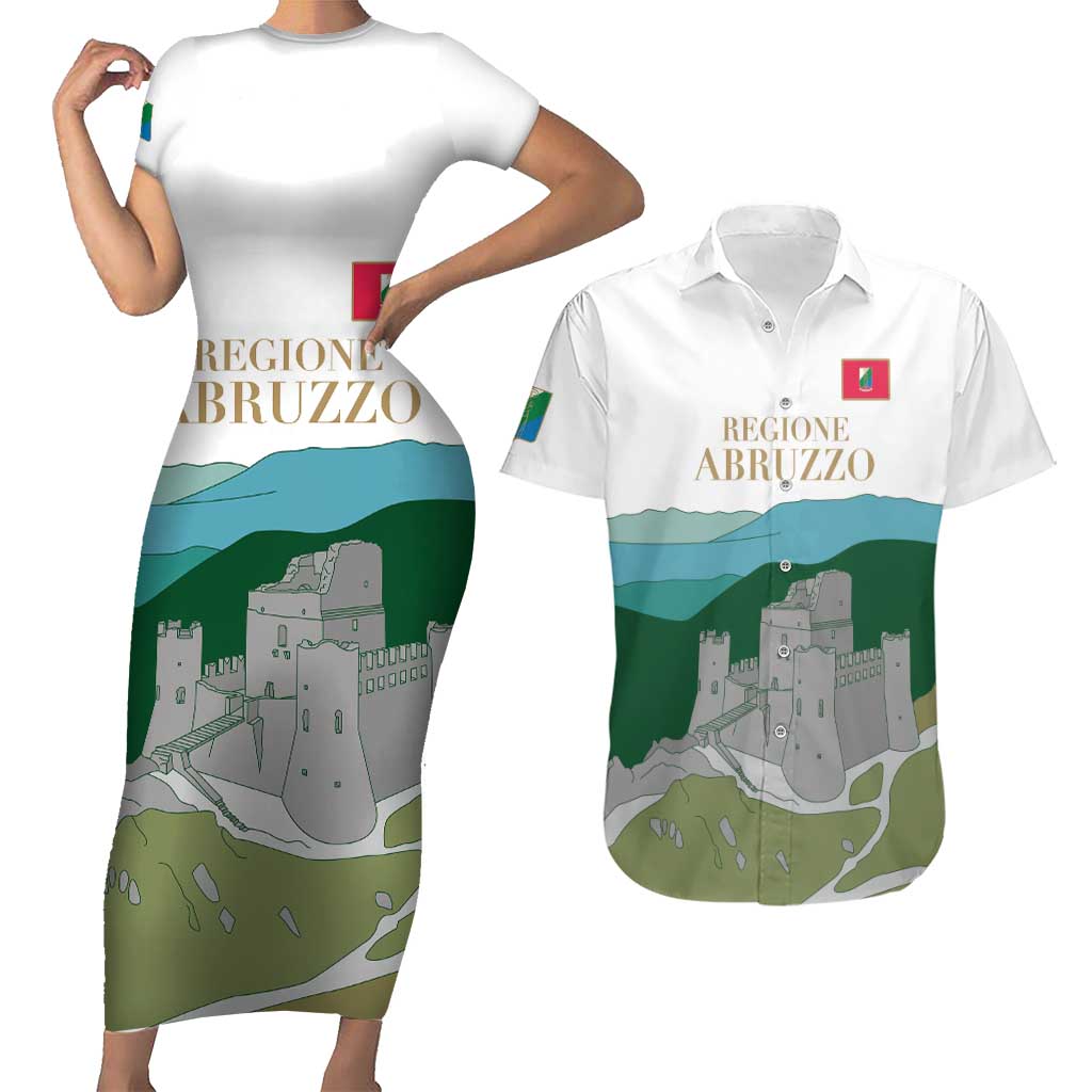 Custom Italy Abruzzo Couples Matching Short Sleeve Bodycon Dress and Hawaiian Shirt Gran Sasso d'Italia - Wonder Print Shop