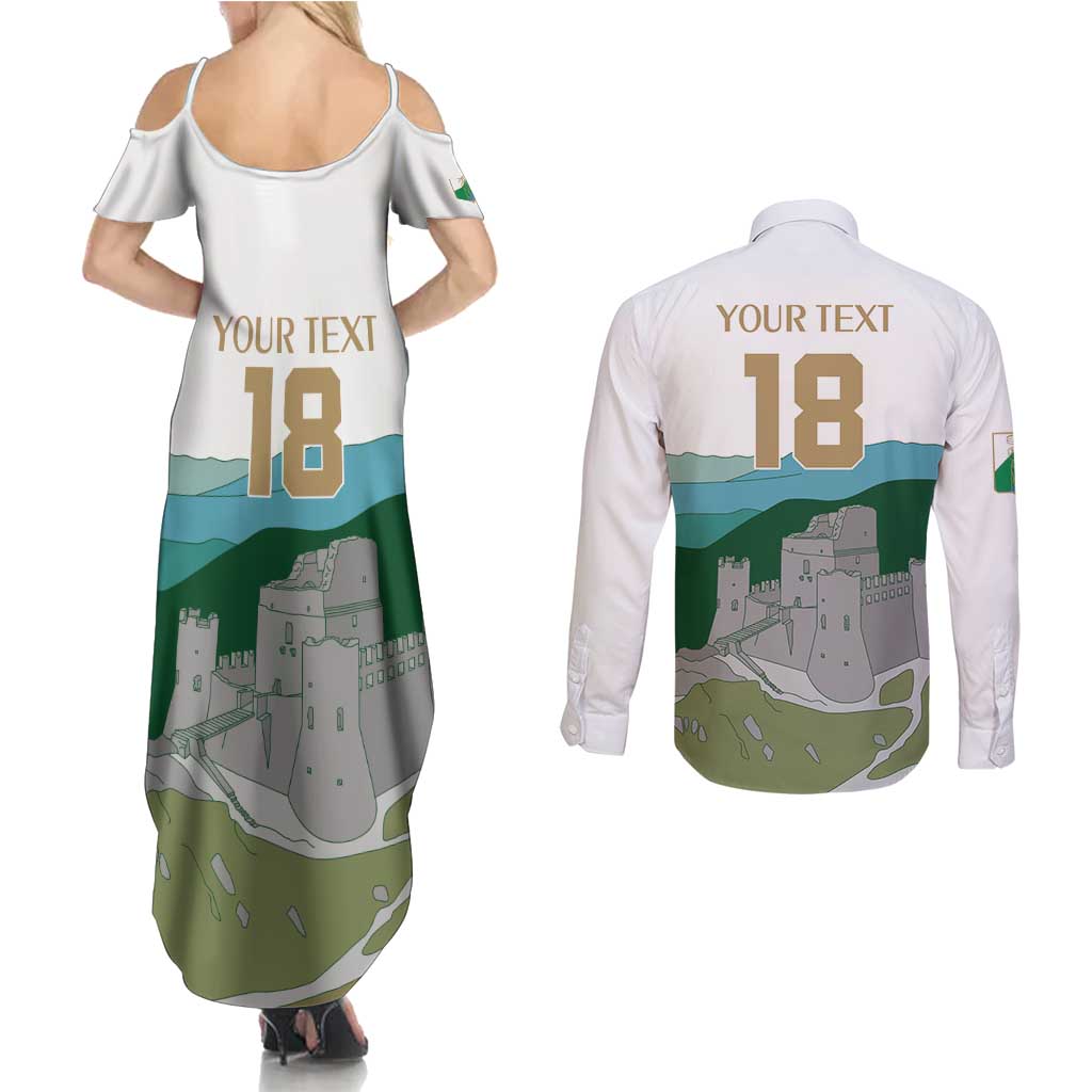 Custom Italy Abruzzo Couples Matching Summer Maxi Dress and Long Sleeve Button Shirt Gran Sasso d'Italia - Wonder Print Shop