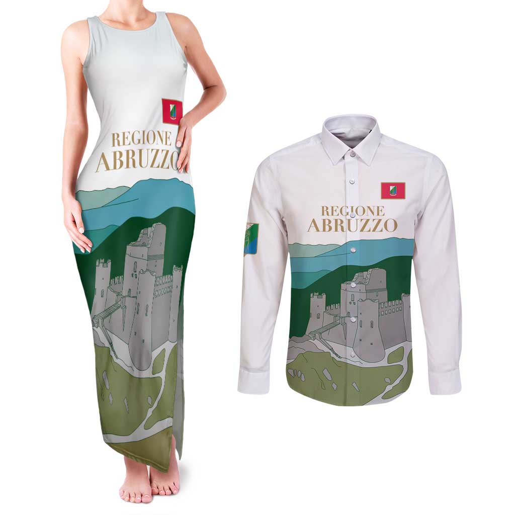 Custom Italy Abruzzo Couples Matching Tank Maxi Dress and Long Sleeve Button Shirt Gran Sasso d'Italia - Wonder Print Shop