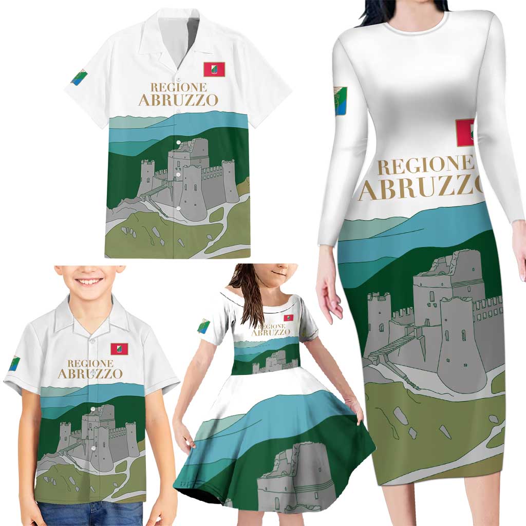 Custom Italy Abruzzo Family Matching Long Sleeve Bodycon Dress and Hawaiian Shirt Gran Sasso d'Italia - Wonder Print Shop