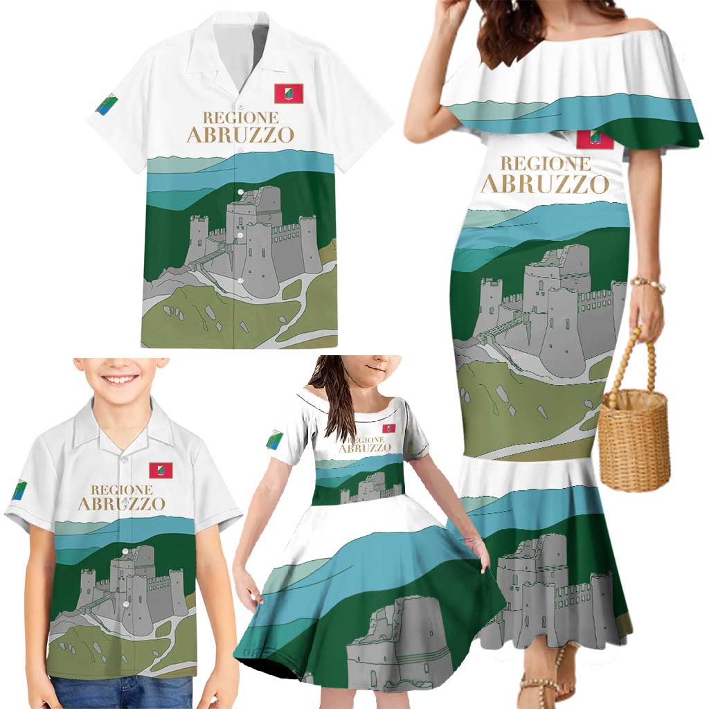 Custom Italy Abruzzo Family Matching Mermaid Dress and Hawaiian Shirt Gran Sasso d'Italia - Wonder Print Shop