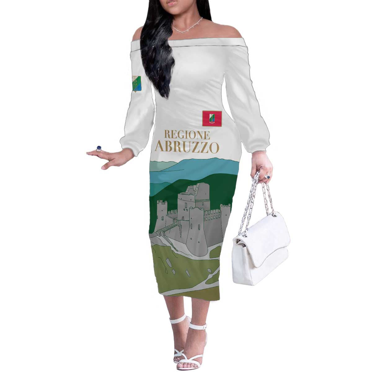 Custom Italy Abruzzo Family Matching Off The Shoulder Long Sleeve Dress and Hawaiian Shirt Gran Sasso d'Italia - Wonder Print Shop