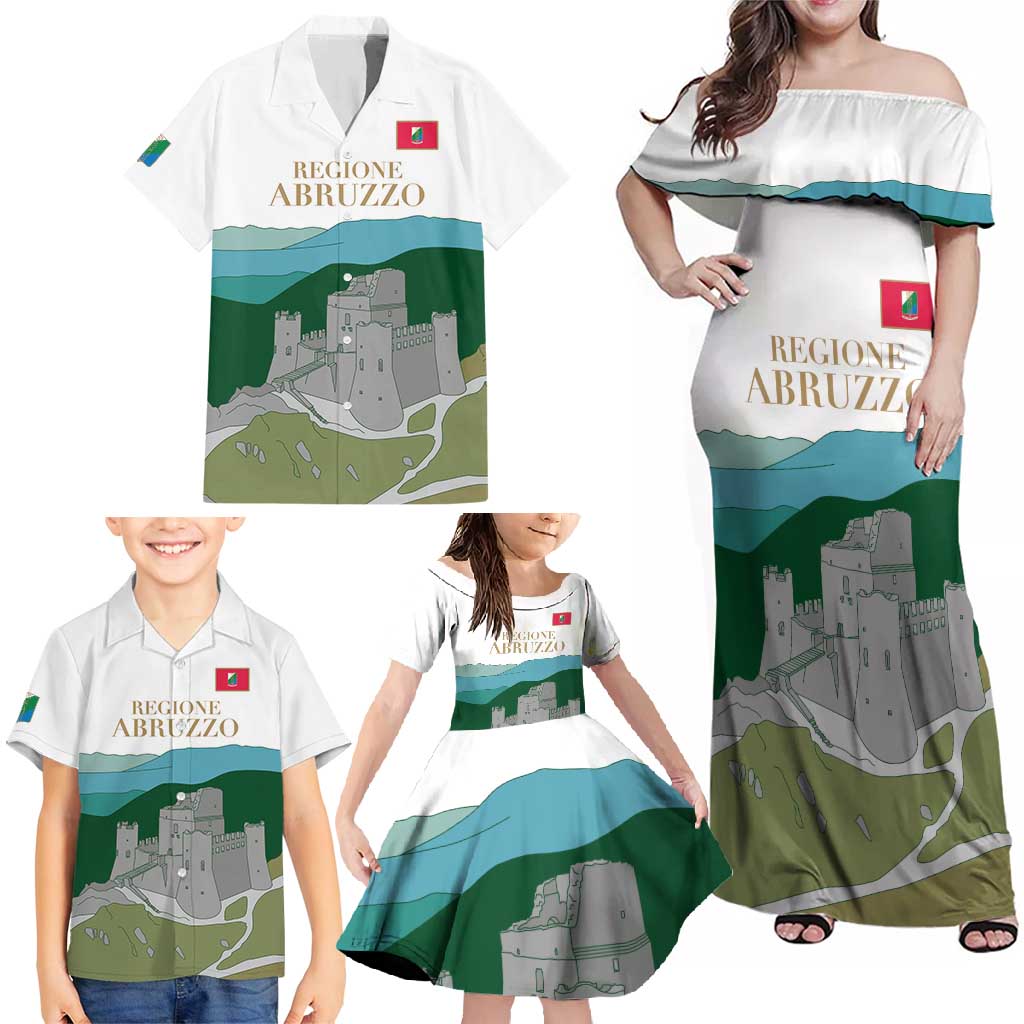 Custom Italy Abruzzo Family Matching Off Shoulder Maxi Dress and Hawaiian Shirt Gran Sasso d'Italia - Wonder Print Shop