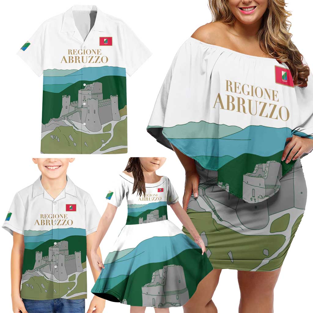 Custom Italy Abruzzo Family Matching Off Shoulder Short Dress and Hawaiian Shirt Gran Sasso d'Italia - Wonder Print Shop