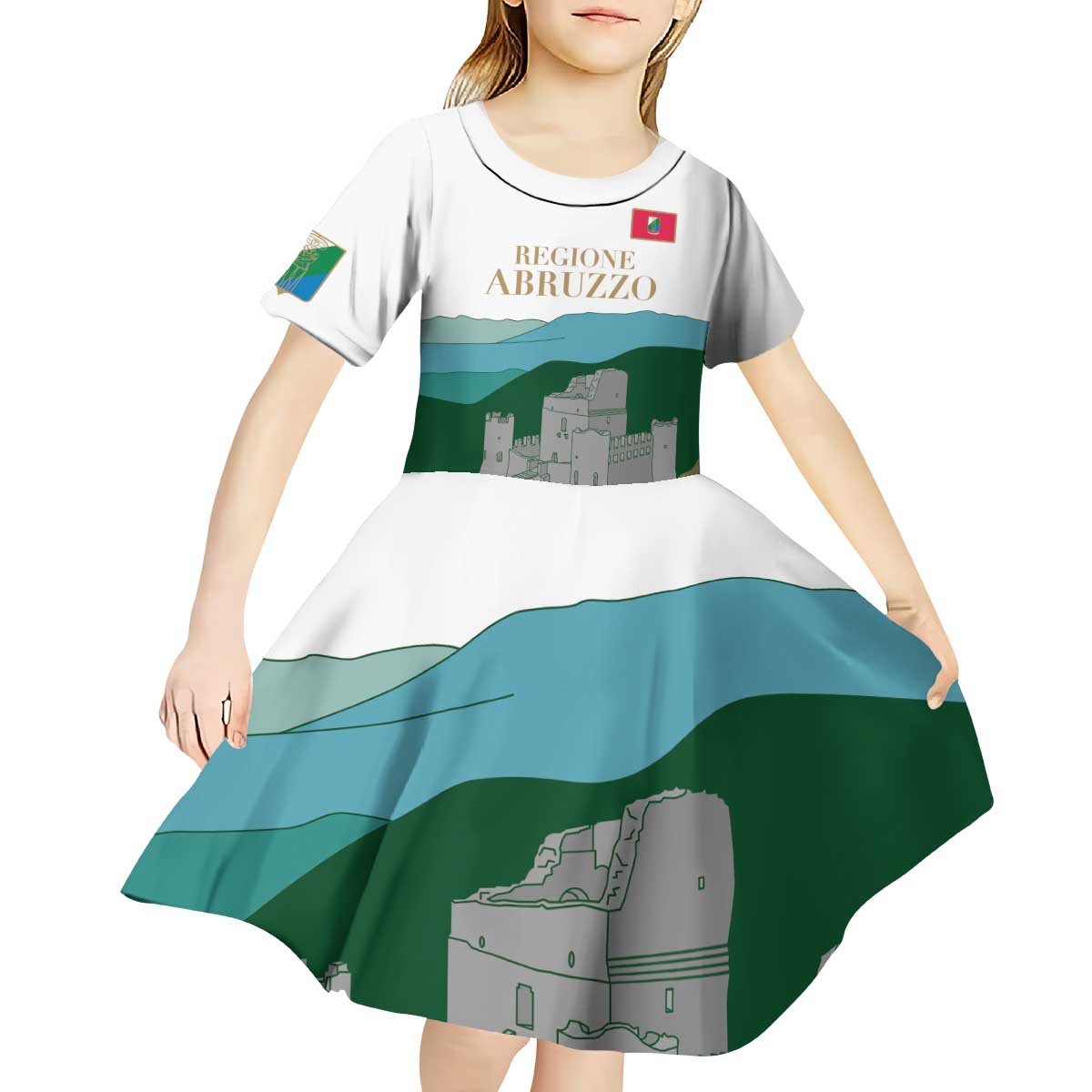 Custom Italy Abruzzo Kid Short Sleeve Dress Gran Sasso d'Italia - Wonder Print Shop