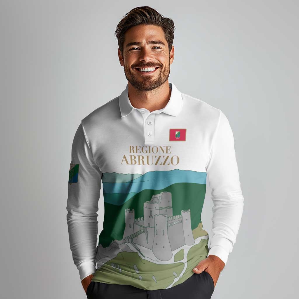 Custom Italy Abruzzo Long Sleeve Polo Shirt Gran Sasso d'Italia - Wonder Print Shop