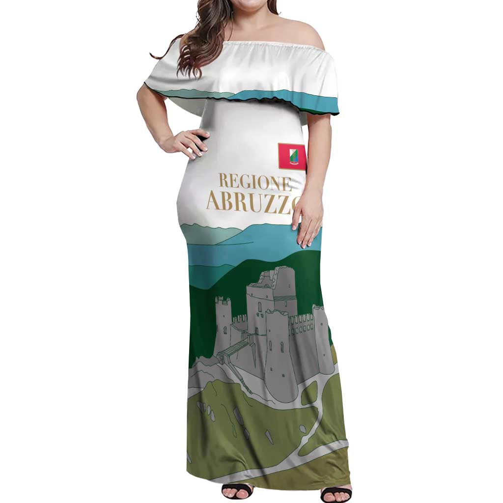 Custom Italy Abruzzo Off Shoulder Maxi Dress Gran Sasso d'Italia - Wonder Print Shop