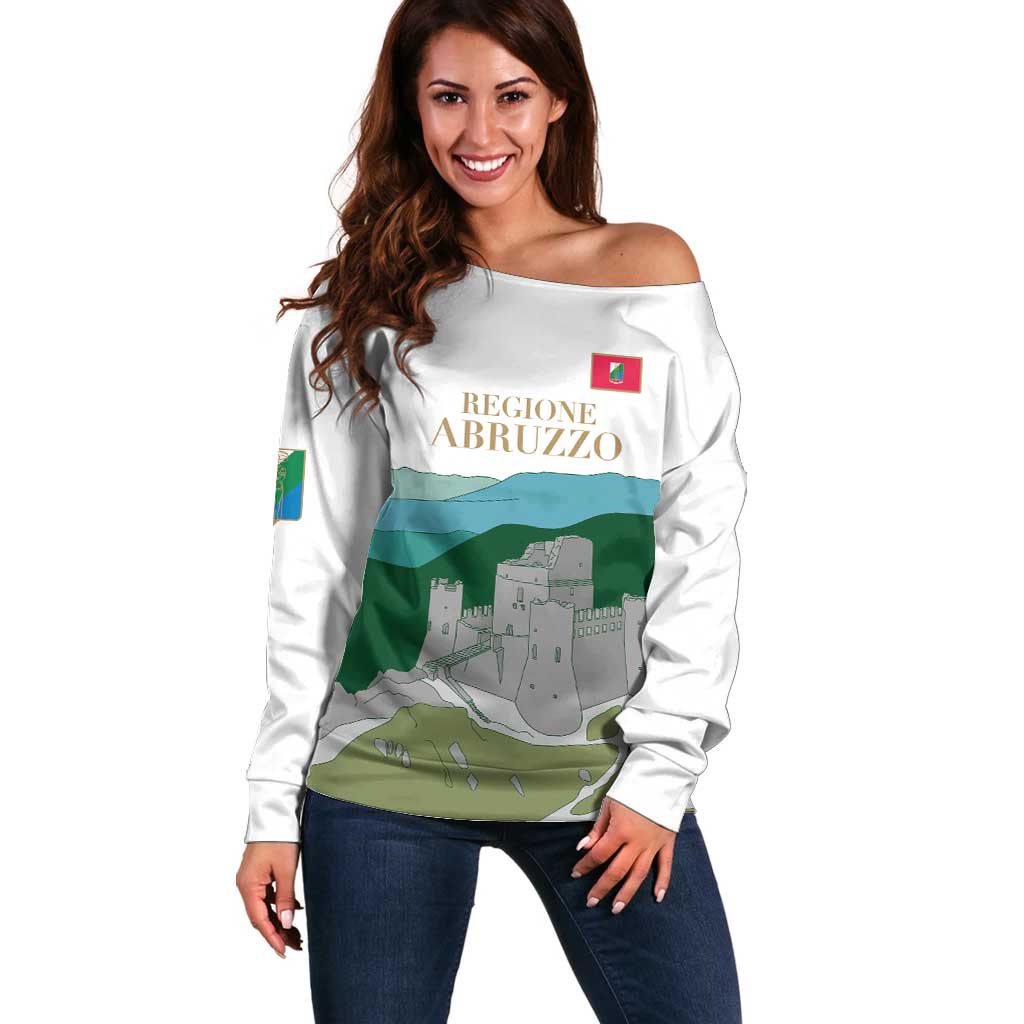 Custom Italy Abruzzo Off Shoulder Sweater Gran Sasso d'Italia - Wonder Print Shop