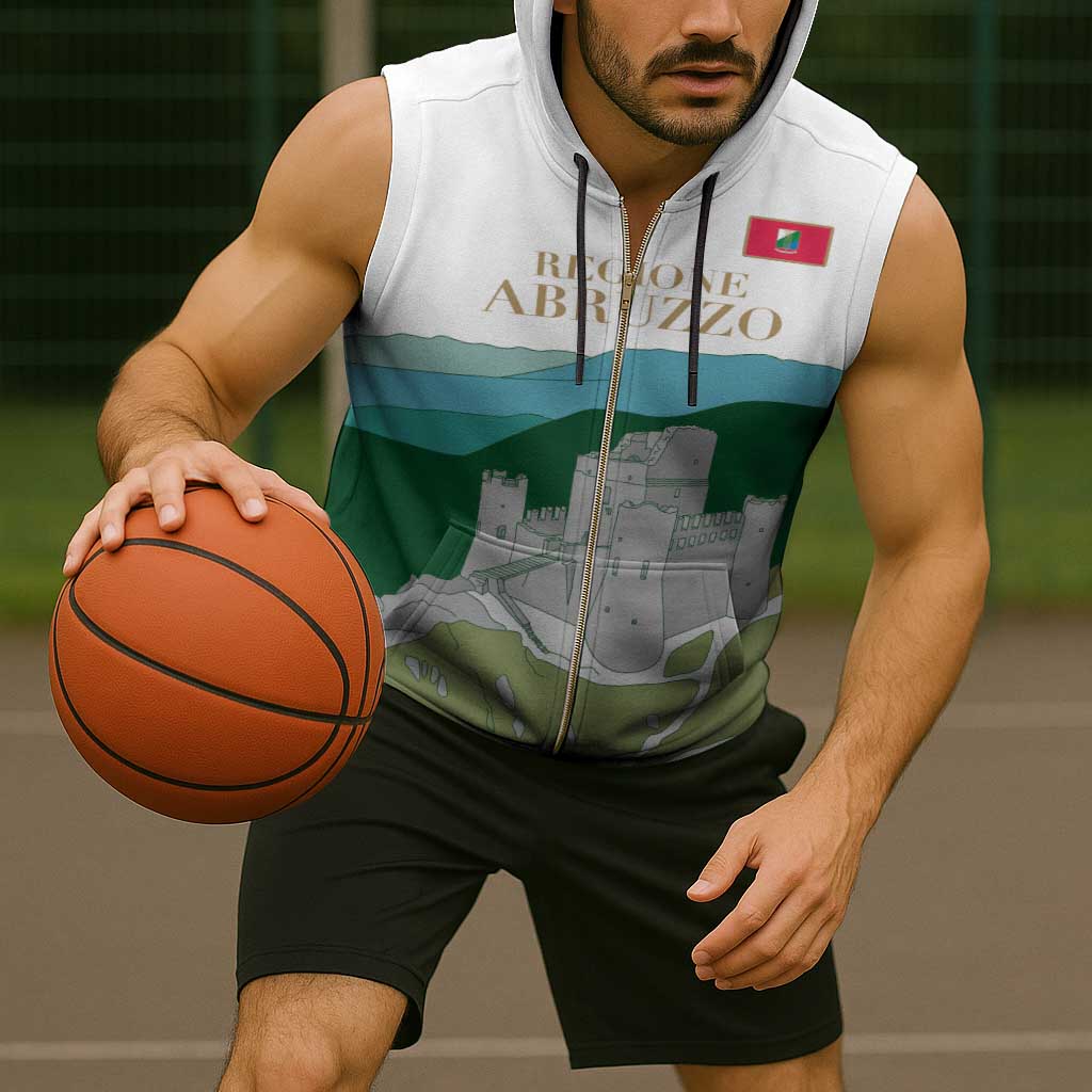 Custom Italy Abruzzo Sleeveless Zip Hoodie Gran Sasso d'Italia - Wonder Print Shop