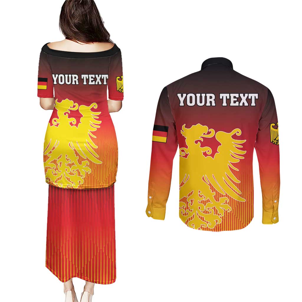 Personalized Germany Couples Matching Puletasi and Long Sleeve Button Shirt With Coat Of Arms - Wonder Print Shop