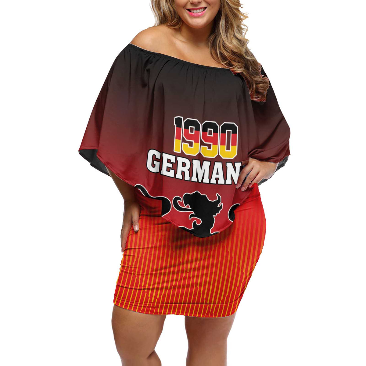 Personalized Germany Off Shoulder Short Dress With Coat Of Arms - Wonder Print Shop