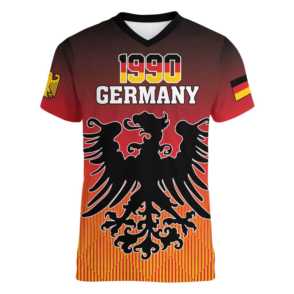 Personalized Germany Women V-Neck T-Shirt With Coat Of Arms - Wonder Print Shop