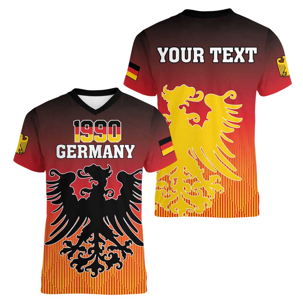 Personalized Germany Women V-Neck T-Shirt With Coat Of Arms - Wonder Print Shop