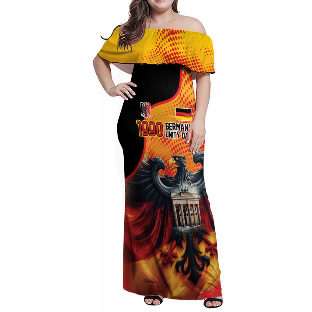 Personalized Germany Unity Day Family Matching Off Shoulder Maxi Dress and Hawaiian Shirt The Eagle With Berlin Wall - Wonder Print Shop