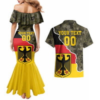 Custom Germany 1990 Couples Matching Mermaid Dress and Hawaiian Shirt Coat Of Arms With Camo Patterns - Wonder Print Shop