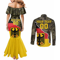Custom Germany 1990 Couples Matching Mermaid Dress and Long Sleeve Button Shirt Coat Of Arms With Camo Patterns