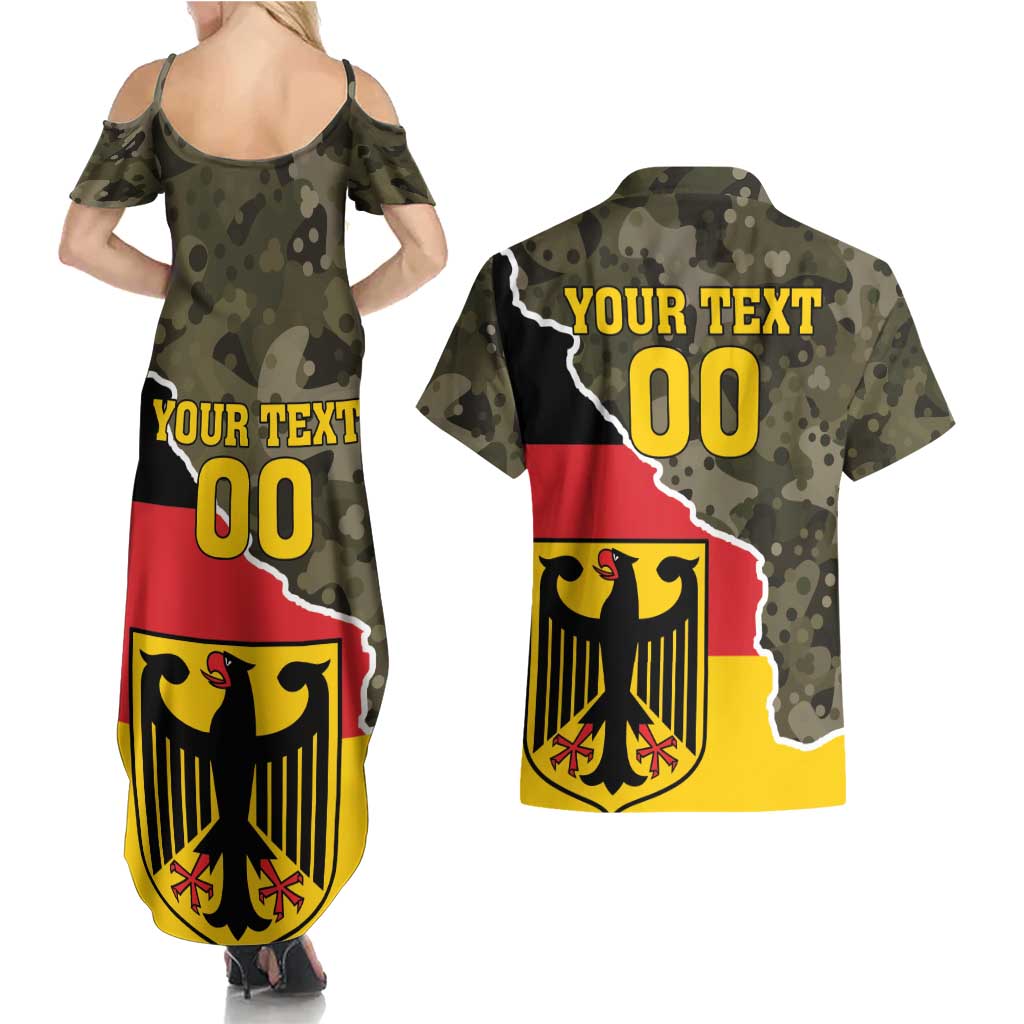 Custom Germany 1990 Couples Matching Summer Maxi Dress and Hawaiian Shirt Coat Of Arms With Camo Patterns - Wonder Print Shop