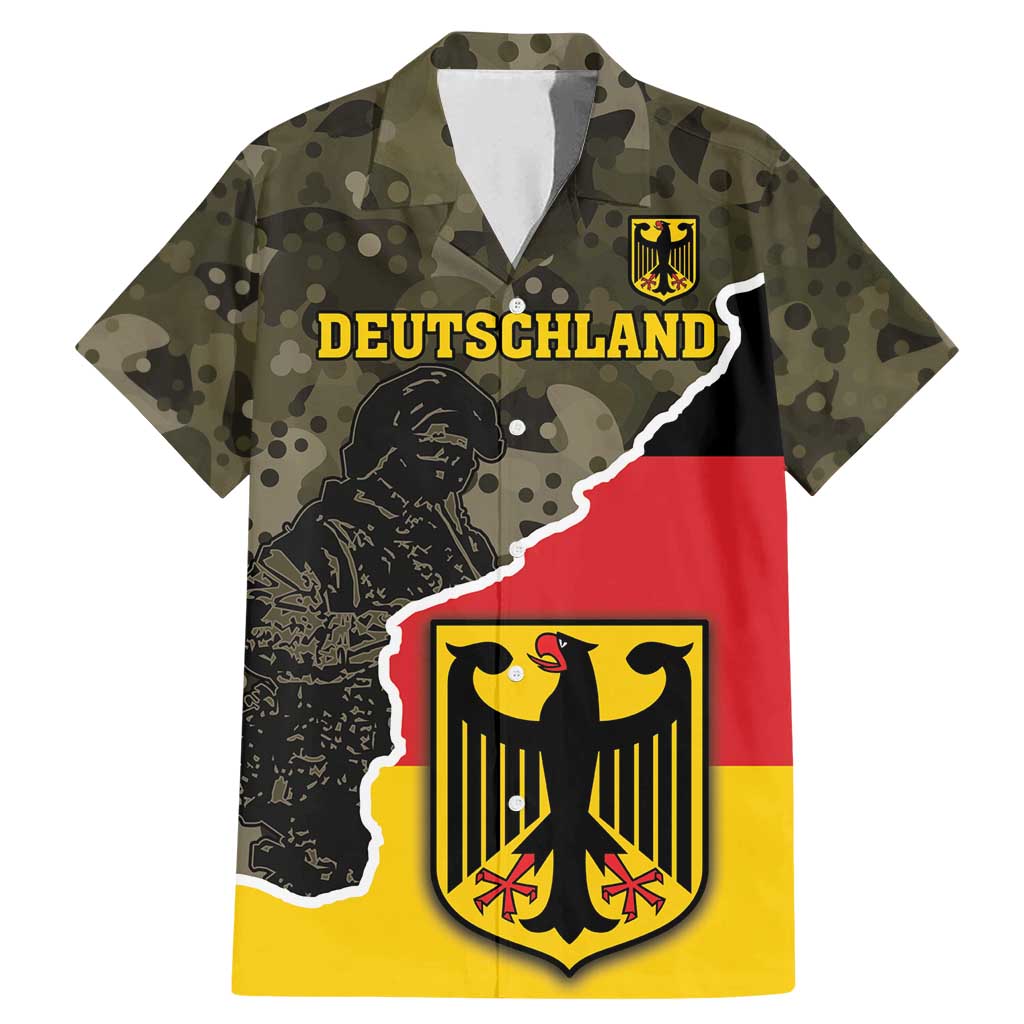 Custom Germany 1990 Family Matching Mermaid Dress and Hawaiian Shirt Coat Of Arms With Camo Patterns - Wonder Print Shop