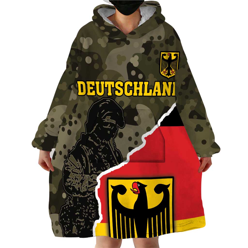 Custom Germany 1990 Wearable Blanket Hoodie Coat Of Arms With Camo Patterns - Wonder Print Shop