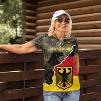 Custom Germany 1990 Women Polo Shirt Coat Of Arms With Camo Patterns - Wonder Print Shop
